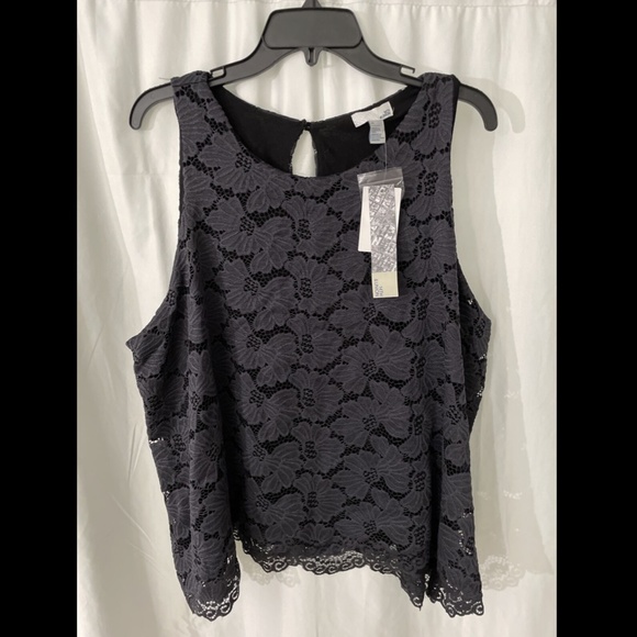 NWT 14th & Union Lace‎ Swing Tank in Grey Ebony [ PLUS SZ 2X ] - Picture 3 of 12
